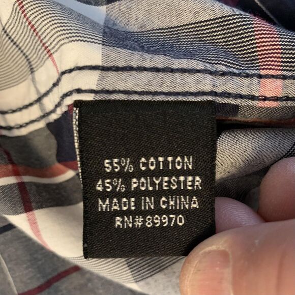 Eighty Eight Shirt Mens XL Gray Navy Red Plaid Button Front Long Sleeve Western - Picture 3 of 7